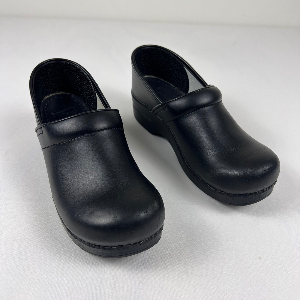 Dansko Professional Clogs 40 Black Leather Comfort Nursing Work Shoes Good